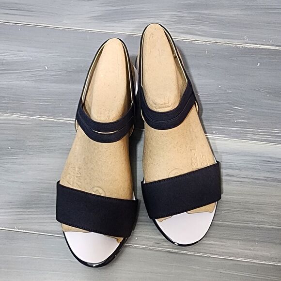 LifeStride‎ Womens Yolo Wedge Sandals Heels Soft System Navy Blue Size 7 Wide - Picture 8 of 13